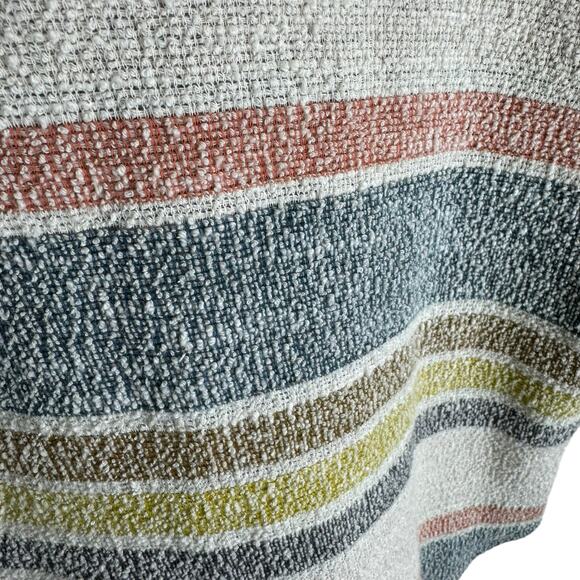 Green Envelope Terry Cloth Striped Neutral Pastel 3/4 Bell Sleeve Knit Top Sz M - Picture 3 of 5